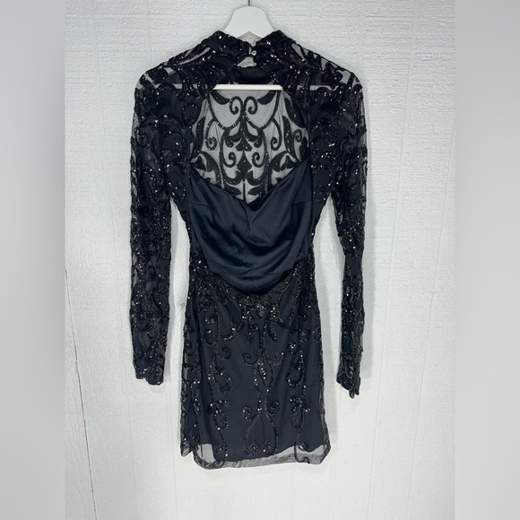 NWT windsor Kaelie Sequin Sheer Mesh Long Sleeve Mini Dress size S - Picture 6 of 15
